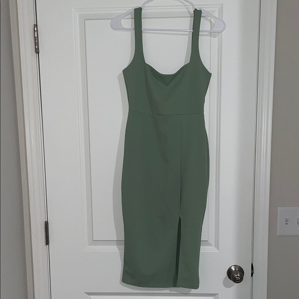 Nasty Gal Sage Green Midi Dress